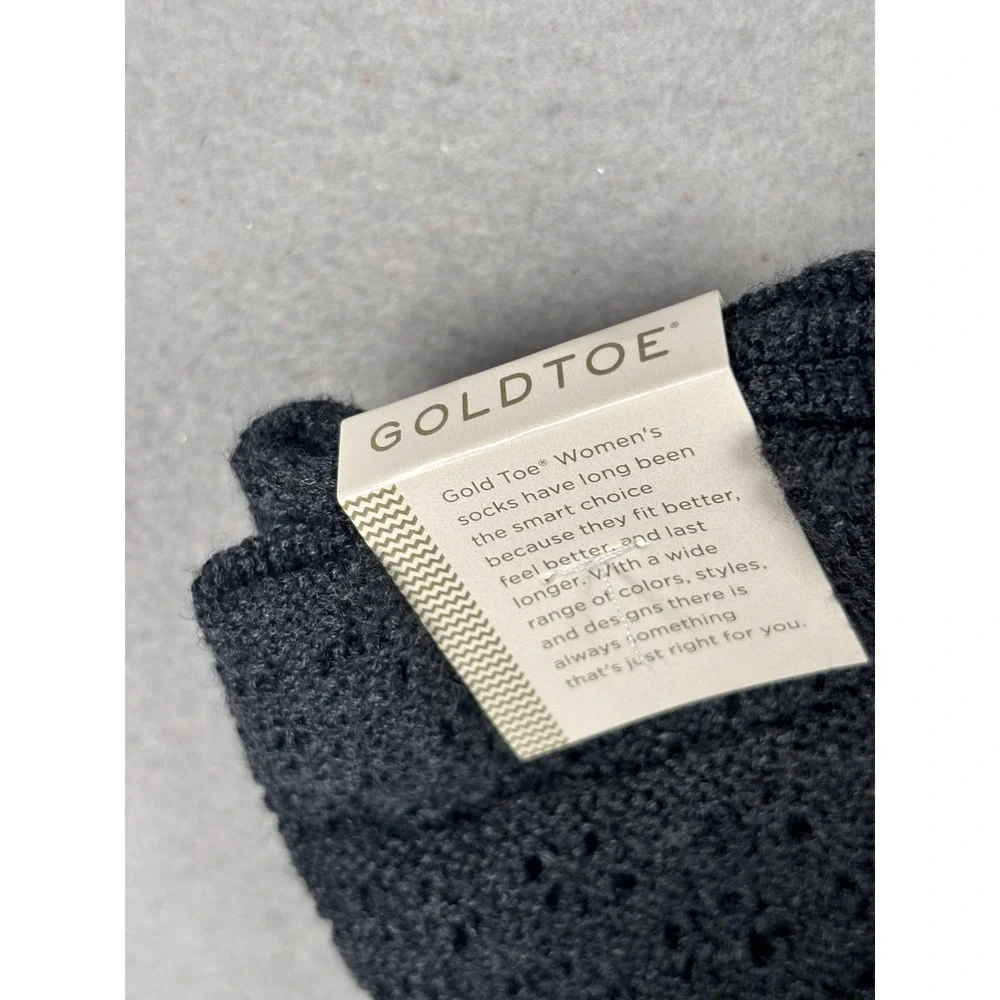 Gold Toe Knee High Socks Womens One Size Black Wool Blend Textured Thermal